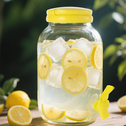 2 Pcs Plastic Beverage Dispenser with Spigot and 40 Pcs Lemon Paper Party Cups Kitchen Fridge Clear Plastic Drink Summer Beverage Dispenser for Summer Parties Water Lemon Juice Tea Beer