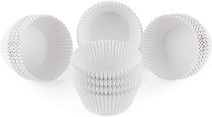 Caperci Standard White Cupcake Liners 500 Count, No Smell, Food Grade & Grease-Proof Baking Cups Paper