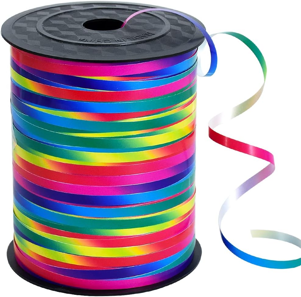 BEISHIDA 500 Yards Red Ribbon Crimped Curling, Balloon String Shiny Metallic Roll for Gift Wrapping Ribbon for Birthday Valentines Day Wedding Mother's Day Party Decorations