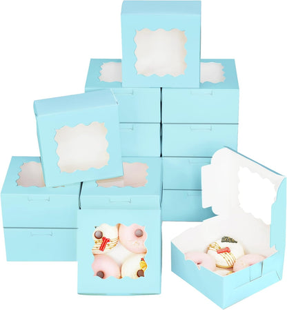 Bakepacker Brown 30-Packs Bakery Boxes with Window 6x6x3 inches Thick & Sturdy Macaroon Pastry Boxes Cookie Boxes for Bakerys