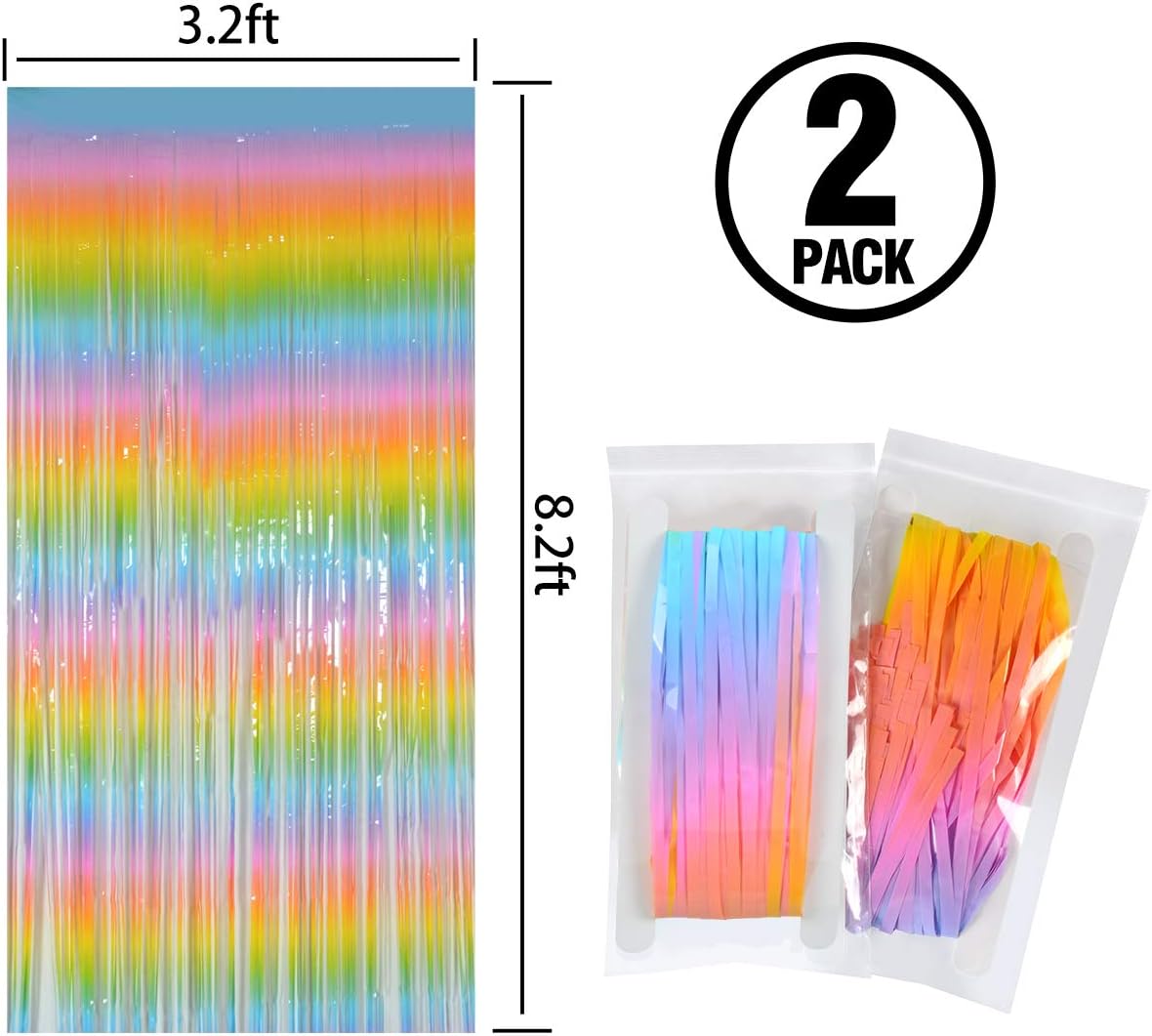 Melsan 2 Pack 3.2 ft x 8.2 ft Tinsel Foil Fringe Curtains Backdrop, Sparkle Metallic Foil Curtains for Party Photo Booth Props Decoration, Pinkish Purple