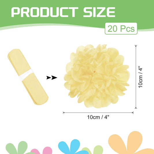 MECCANIXITY 20Pcs Tissue Paper Pom Poms, 4 Inch Colorful Large Paper Flowers Wall Decorations for Fiesta Party Birthday Wedding Red