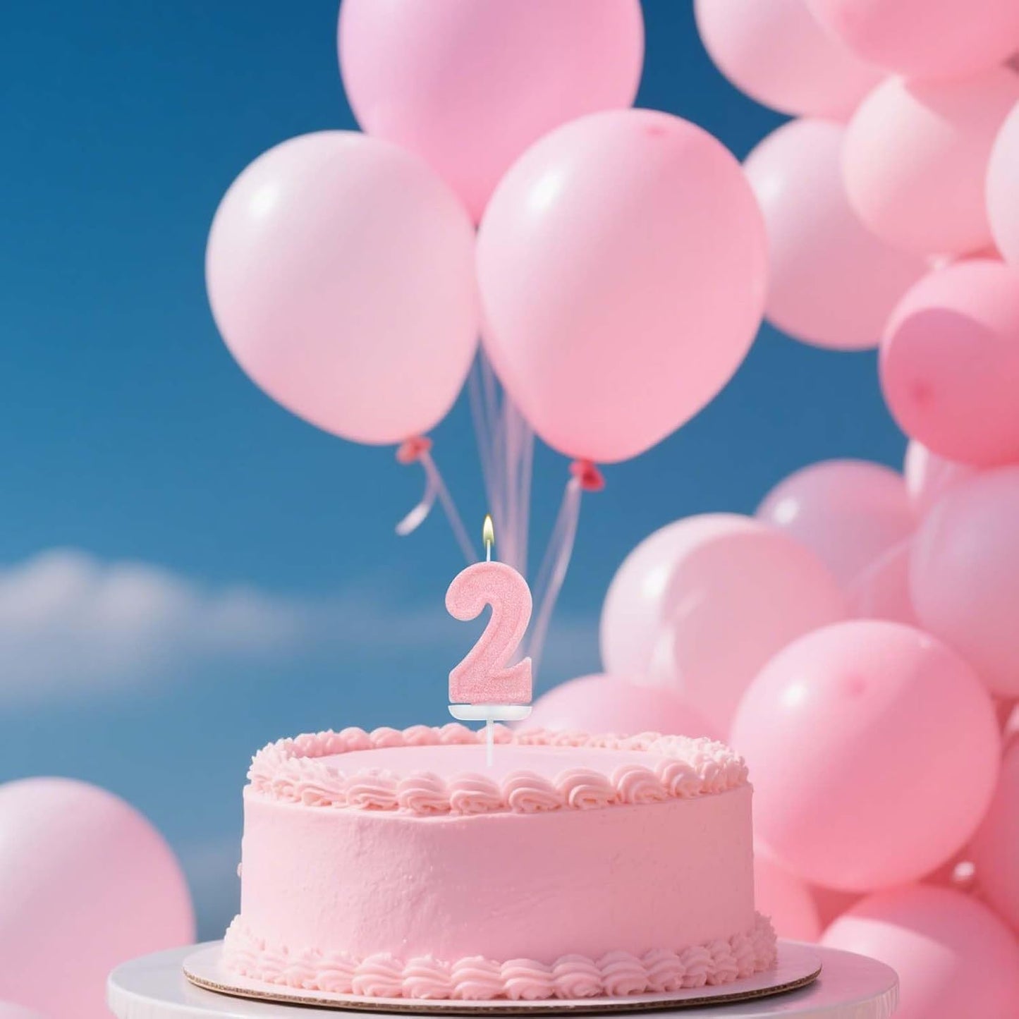Pink Number One Birthday Candles, Romantic Cake Glitter Pink Number 1st Candles Anniversary Cake First Topper Decoration Cute Birthday Party Supplies for Wedding Anniversary Celebration Supplies (1)
