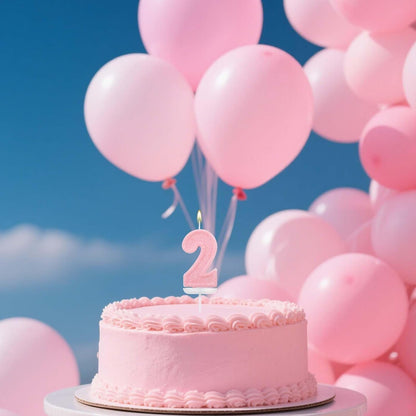 Pink Number One Birthday Candles, Romantic Cake Glitter Pink Number 1st Candles Anniversary Cake First Topper Decoration Cute Birthday Party Supplies for Wedding Anniversary Celebration Supplies (1)