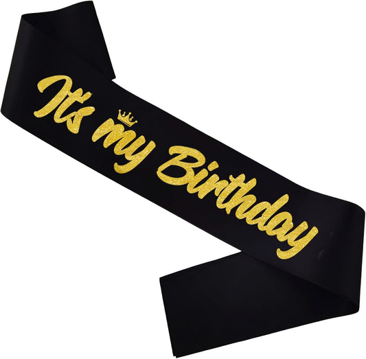 It's My Birthday Sash Royal Blue with Glitter Silver Letters Happy Birthday Sash for Women Men Boy Girl Bday Gift Ideas Party Favors
