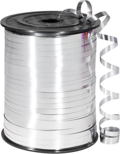 Silver Ribbon, 500 Yard Premium Silver Curling Ribbon, Metallic Shiny Curling Ribbon for Gift Wrapping, Balloon Ribbon, Balloon String, Curly Ribbon, 3/16" Ribbon for Birthday, Christmas