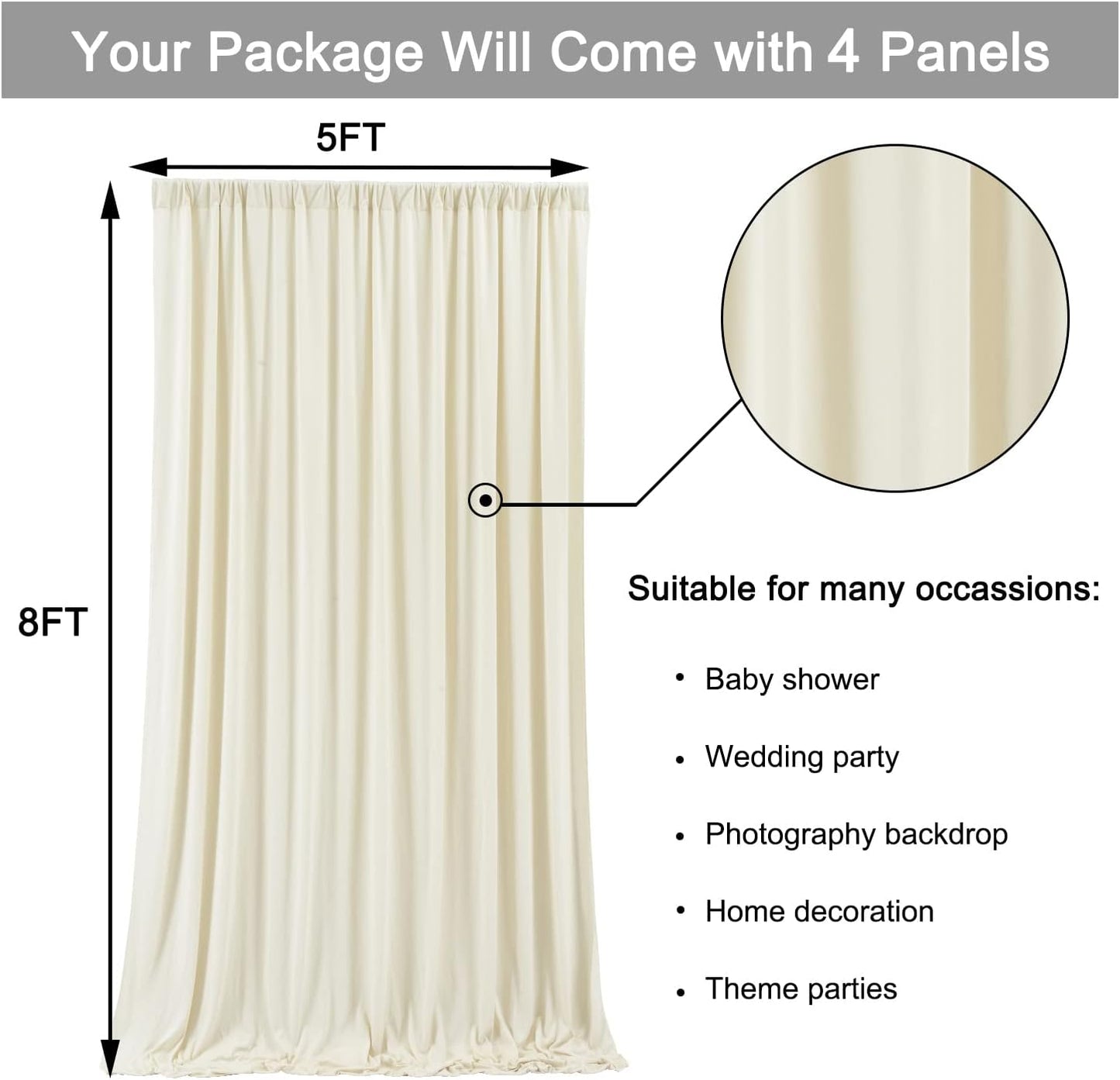 10 ft x 10 ft Wrinkle Free White Backdrop Curtains for Wedding Parties, Polyester Photography Backdrop Drapes for Birthday Parties Stage Backdrop Stand, 2 Panels 5x10FT Background Curtains