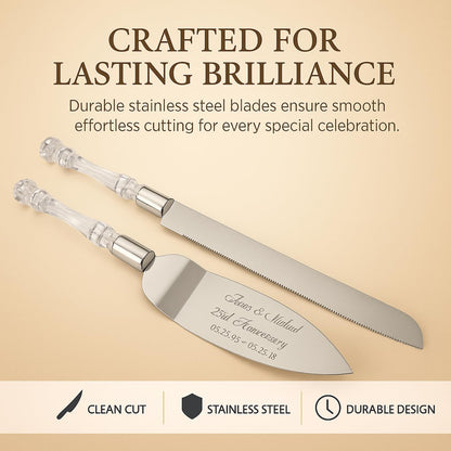 GIFTS INFINITY Personalized Wedding Cake Knife and Server Set with Engraving – Cake Cutting Utensil Set, Keepsake Gift for Wedding, Anniversary, Reception, Birthday & Other Occasions (CH-101WB)