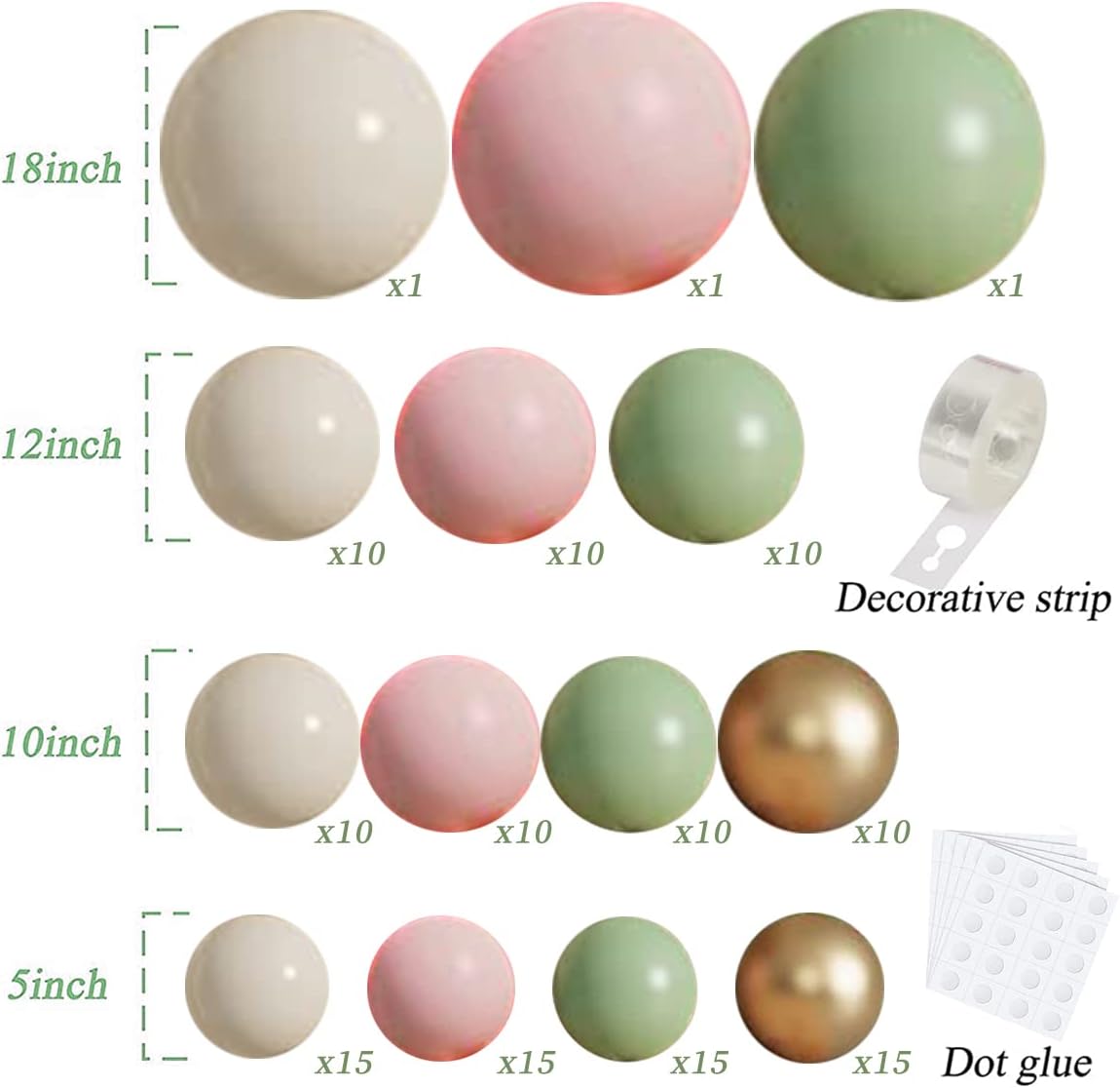 Sage Green Pink Balloons Garland Kit,133pcs Olive Green Blush Pink Sand White Metallic Gold Balloons for Bridal Shower Wedding Birthday Jungle Safari Woodland Party Decorations…