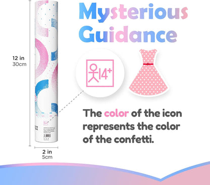 Gender Reveal Confetti Cannon - Biodegradable Confetti Poppers - Pink & Blue, 2 Pack - Party Supplies Pop Gun-Cannon for Boy or Girl Baby Reveal Party Supplies (1Pink +1Blue)