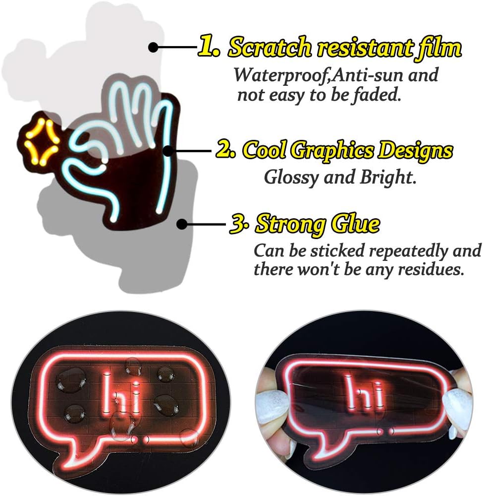 QTL Neon Stickers for Teens & Students Prizes, Waterproof Vinyl Party Favor Stickers, School Rewards, Water Bottle and Laptop, 50PCS - Colors B