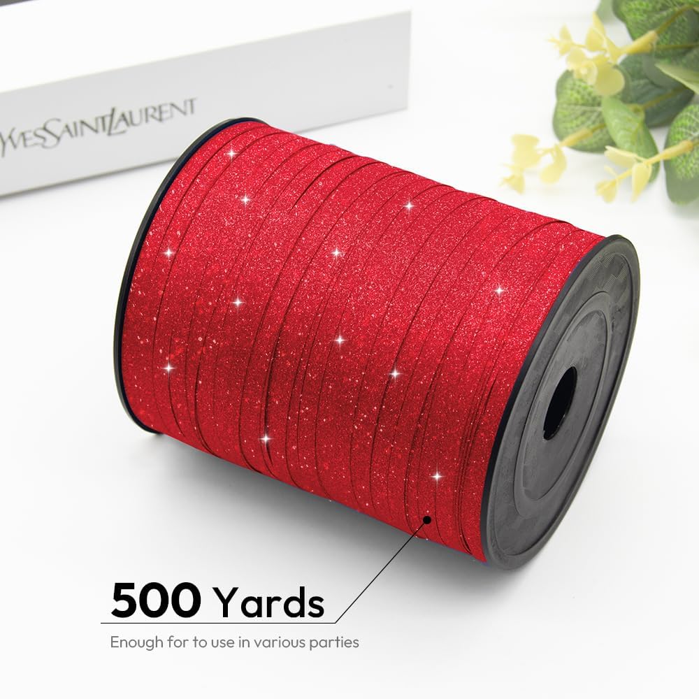 KMER LIFE Premium Red Curling Ribbon, 1/5" Wide x 500 Yards Christmas Curling Ribbons for Gift Wrapping, Party Decoration, Balloon String, Ribbons for Florist Flower (1 Roll)