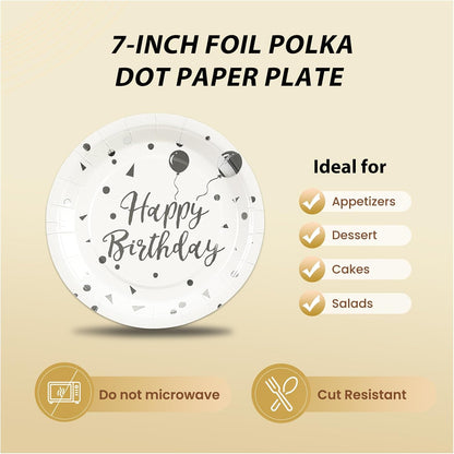 75PCS Paper Plates and Napkins Set - White and Gold Dot Disposable Party Dinnerware Includes Paper Plates, Napkins, Forks Decorations for 2026 New Year, Birthday, Wedding and Holiday, Serves 25