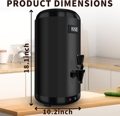 Electric Heating Insulated Beverage Dispenser-12 L/3.2 Gallon Hot Drink Beverage for Catering-Stainless Steel Hot Beverage Dispenser Coffee Urn with Spigot for tea,Juice (black)