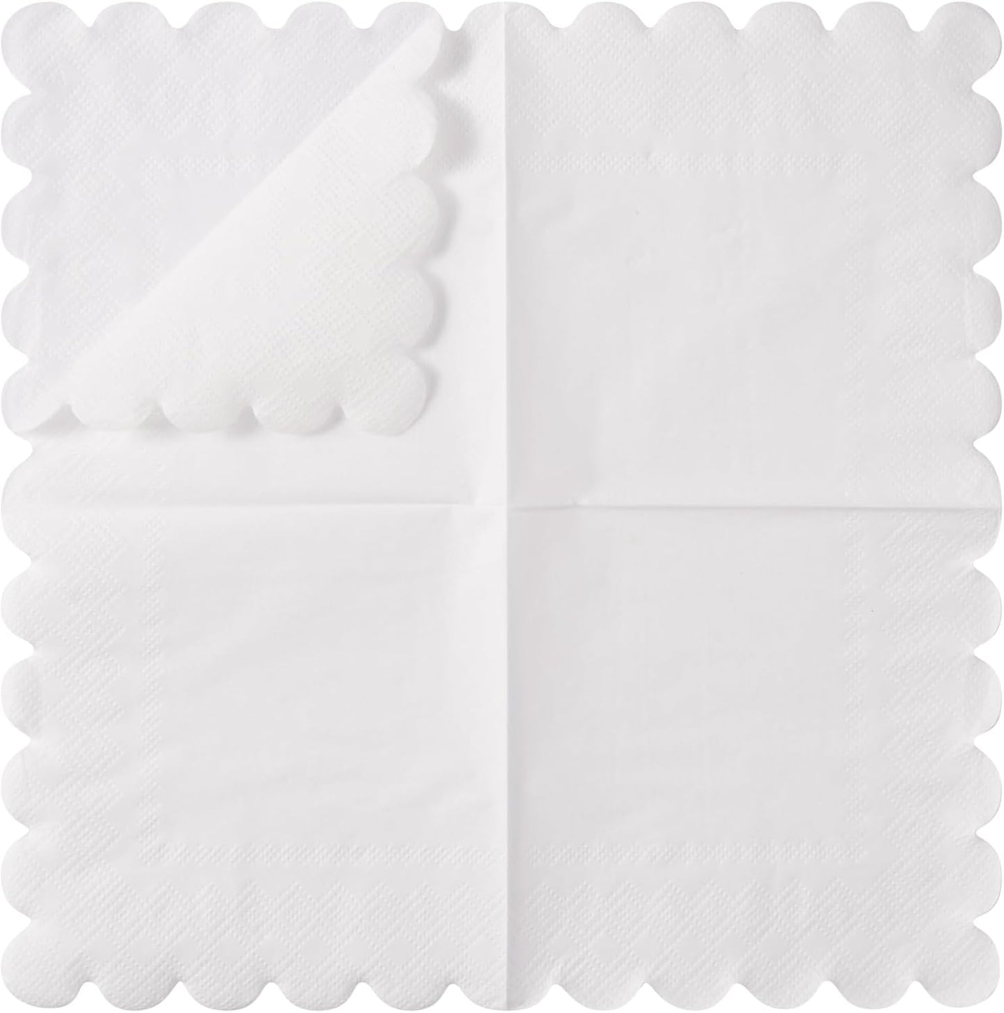 100 Pack Cocktail Napkin 2-Ply Scalloped Edged Dessert Napkins Folded 5 x 5 Inches Disposable Napkins for Dinner Wedding Birthday Party Bridal Anniversary Reception Event (Pink)