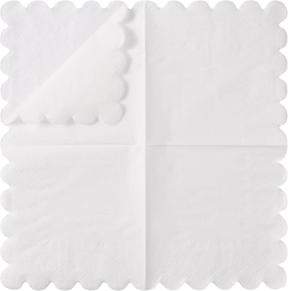 100 Pack Cocktail Napkin 2-Ply Scalloped Edged Dessert Napkins Folded 5 x 5 Inches Disposable Napkins for Dinner Wedding Birthday Party Bridal Anniversary Reception Event (Pink)