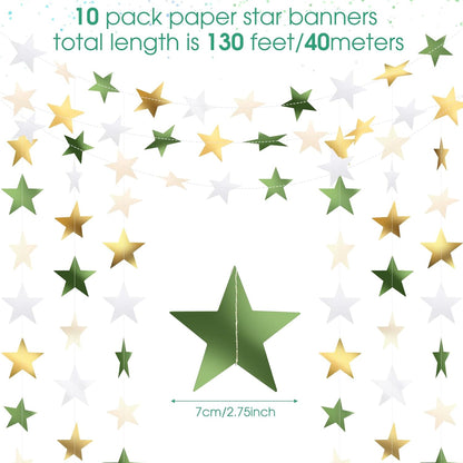 Patelai Glitter Star Garland Banner 2026 Graduation Decor 130 Feet Star Hanging Banner Twinkle Backdrop for Party Birthday Classroom Wedding Supplies(Gold)