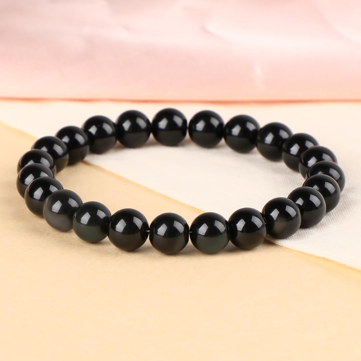 LPBeads Handmade Natural Gemstone Stretch Elastic Bracelet Healing Crystal Round Stone Beads Jewelry Gifts for Women Men