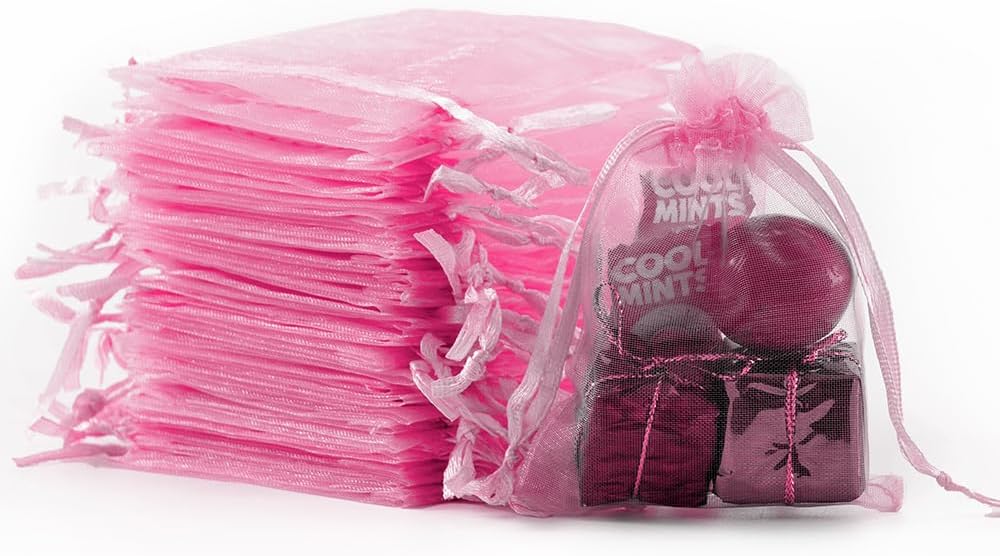 Meowoo 100PCS Organza Bags, 3x4in Small Mesh Bags Drawstring for Jewelry, Candy, Christmas, Sachets, Festivals, Bathroom Soaps, Makeup Organza, Wrapping Supplies(mixedcolor)