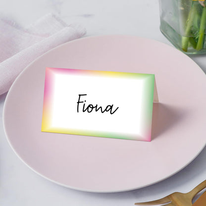 Gold Foil Border Place Cards, Set of 25 Tent Name Cards for Table Setting, Food Label for Wedding, Baby Shower, Birthday Dinner Party Supplies -010