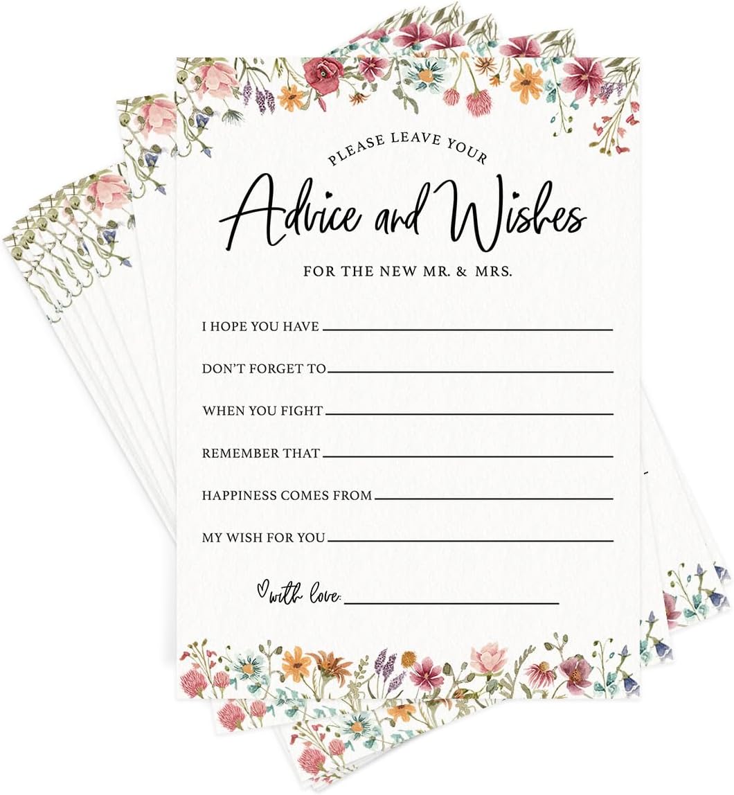 Printed Party Bridal Shower Game Set – 4 Fun Games and Activities for 30 Guests, Includes Bingo, He Said She Said, Bride & Groom Trivia, and Wedding Phrase Guessing Game, Love In Bloom Wildflower Design