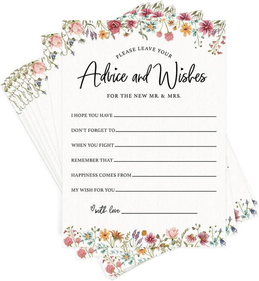 Printed Party Bridal Shower Game Set – 4 Fun Games and Activities for 30 Guests, Includes Bingo, He Said She Said, Bride & Groom Trivia, and Wedding Phrase Guessing Game, Love In Bloom Wildflower Design