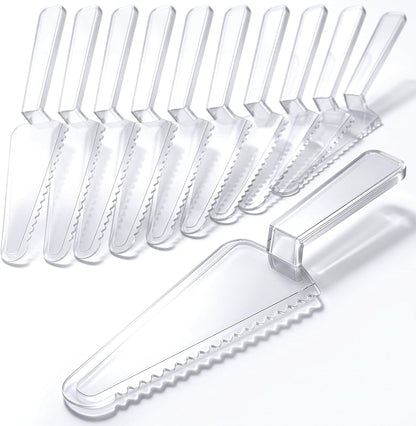 12 Pcs Disposable Plastic Cake Cutter Cake Pie Server Cutter Slicer Pizza Pastry Slicer for Kitchen Wedding Buffet
