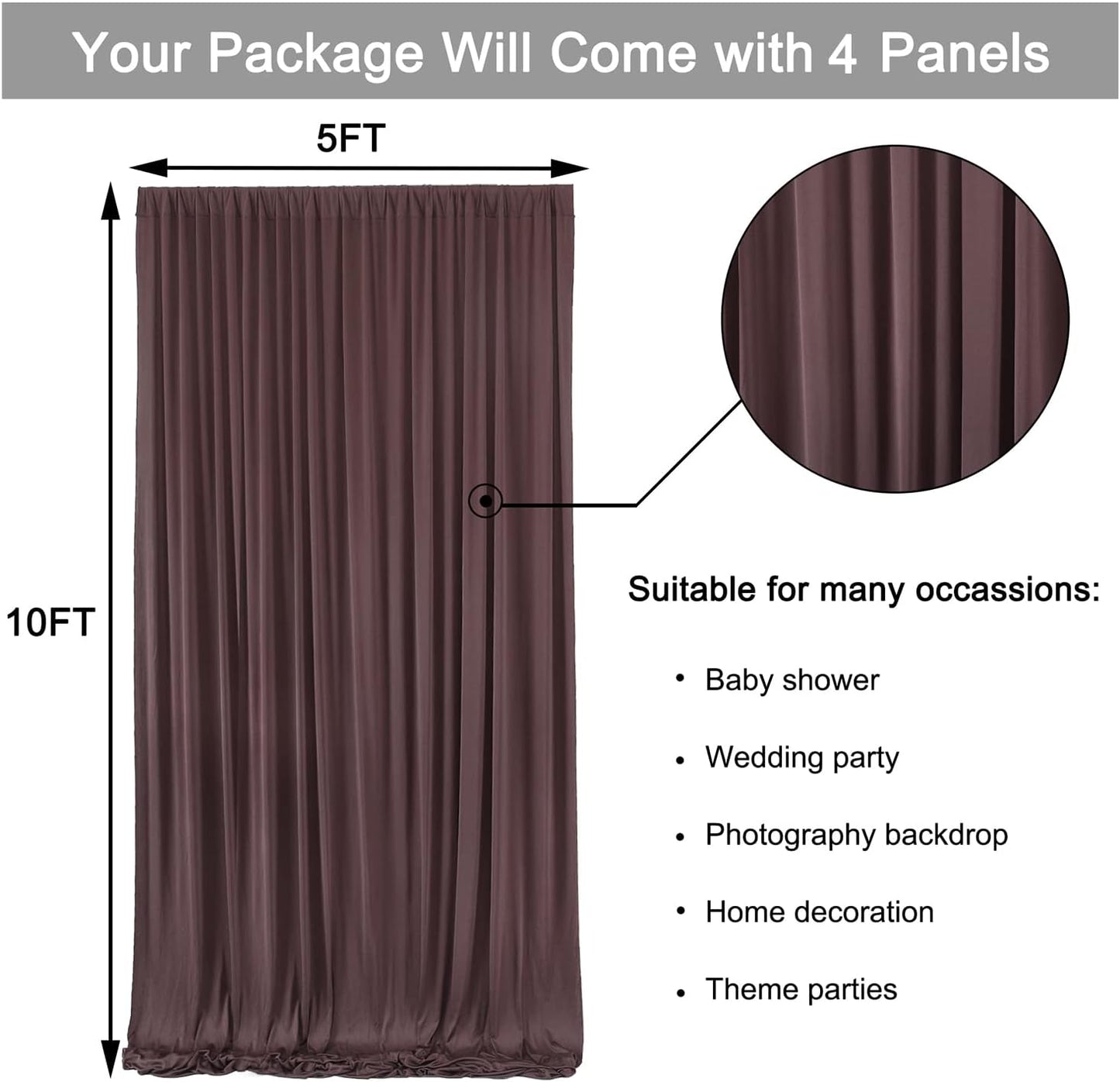 10ftx10ft Black Backdrop Curtains for Weddings Parties, Wrinkle Free 2 Panels Silky Polyester Photo Backdrop Drapes Back Drop Cloth Drapery for Birthday Mother'sDay Photography Background