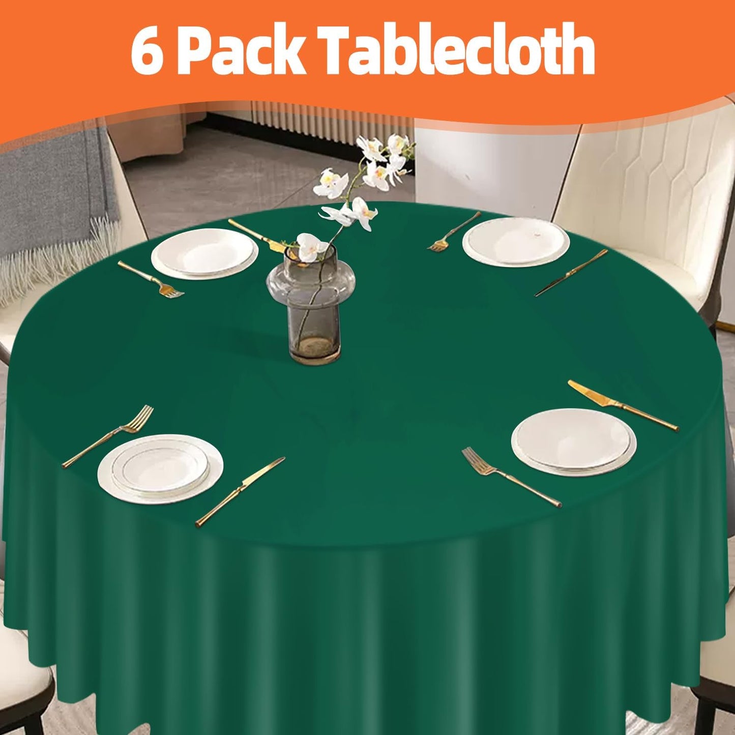 tujol Royal Blue 6 Pack Plastic Table Cloth 54" x 108", Disposable Tablecloths Rectangle Table Cover, Plastic Tablecloths for Parties