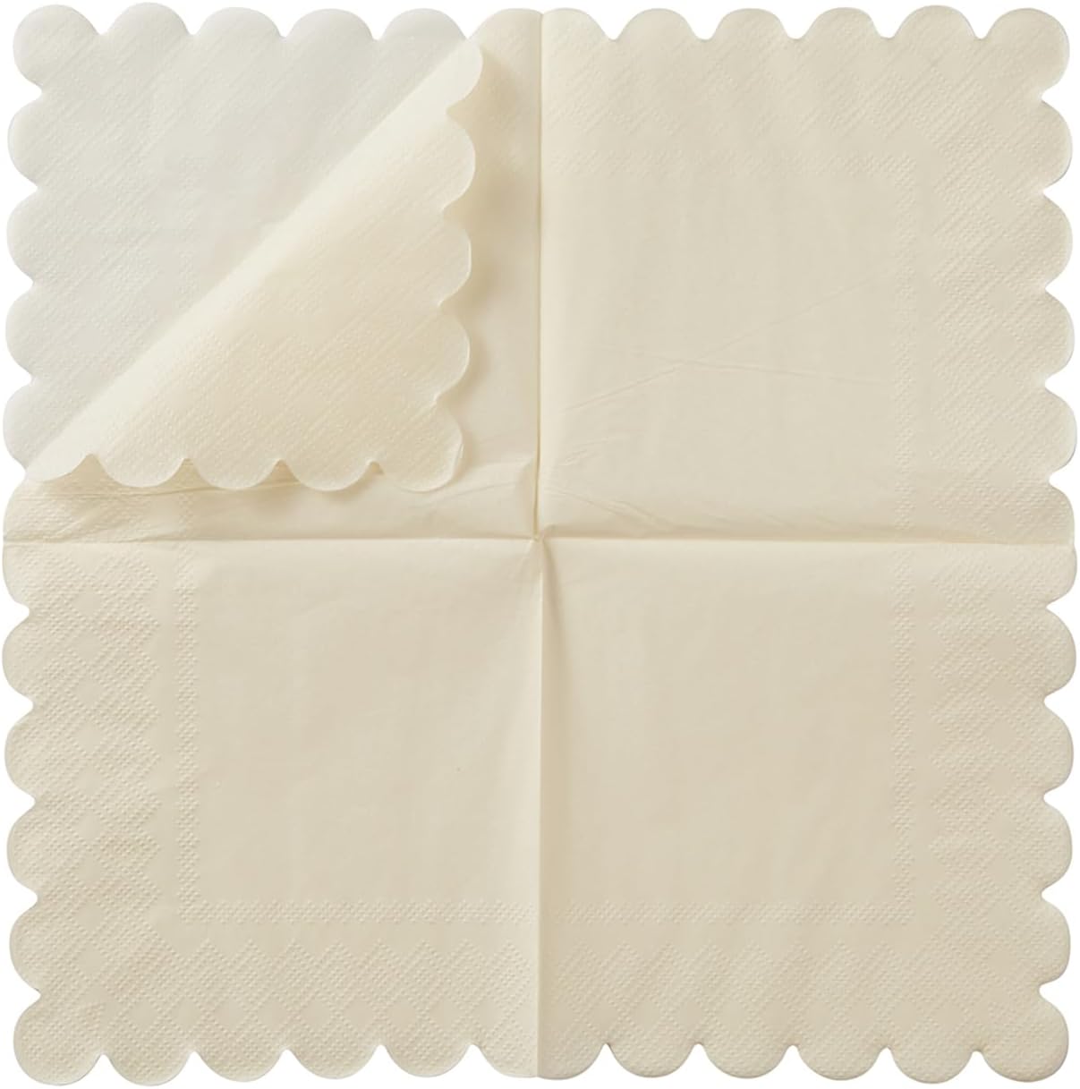 100 Pack Cocktail Napkin 2-Ply Scalloped Edged Dessert Napkins Folded 5 x 5 Inches Disposable Napkins for Dinner Wedding Birthday Party Bridal Anniversary Reception Event (Pink)