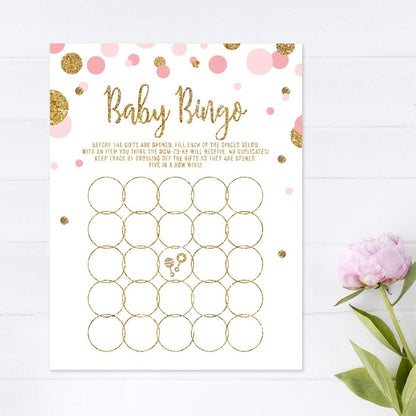 Andaz Press Blush Pink Gold Glitter Girl Baby Shower, Printable Table Tent Place Cards, 20-Pack, Seat Placement Cards Blank Place Cards For Table Settings Name Cards for Wedding, Graduation Food Cards - Colors A