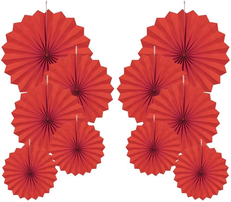 Party Hanging Paper Fans Decorations Set, Gold Round Paper Fan Ceiling Party Decoration Suppiles,Set of 10