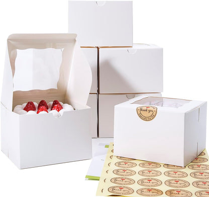 Cookie Boxes with Window 4.5x4.5x3 Inch-50 Pack,White Bakery Boxes,Mini Treat Boxes for Mini Bundt Cake and Individual Cheesecakes