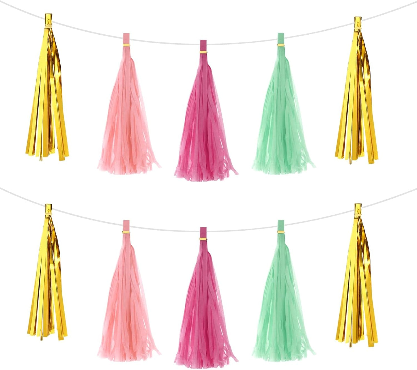 MECCANIXITY 20Pcs Light Blue Tassel Garland Banner with Rope Tissue Paper Tassels Party DIY Kits for Anniversary Wedding Birthday Party