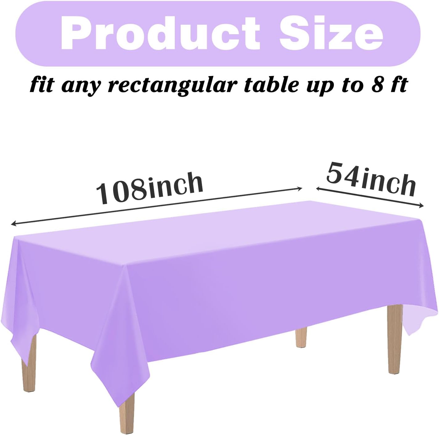 Kopokita 2PCS Black Plastic Tablecloths 54 x 108 Inch, Disposable Table Cloths Rectangle Party Table Covers