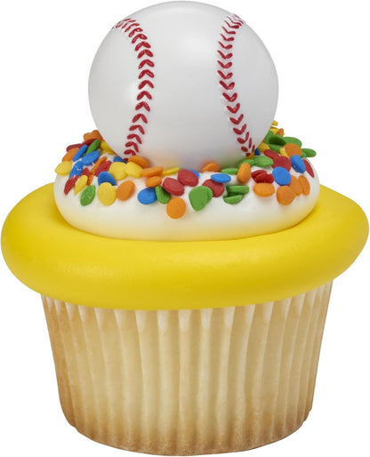 DecoPac Baseball Rings, Cupcake Decorations, Baseball Cupcake Toppers, Food Safe – 24 Pack