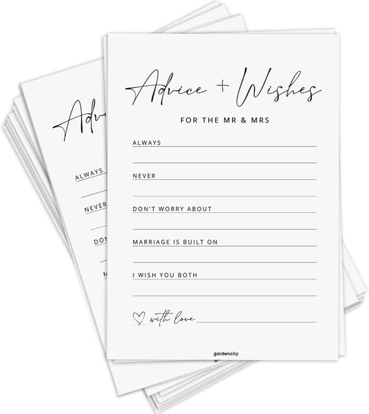 GardenCity Bridal Shower Gift Bingo, Bridal Shower Games for 50 Guests, Prefilled with Perforated Calling Card, Minimalist
