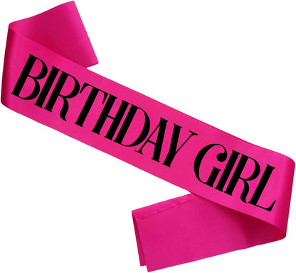 Birthday Girl Sash, Pink Foil White Birthday Sash for Girl Sweet 16th 18th 20th 21st 30th Fun Birthday Party Gifts Favors Decorations