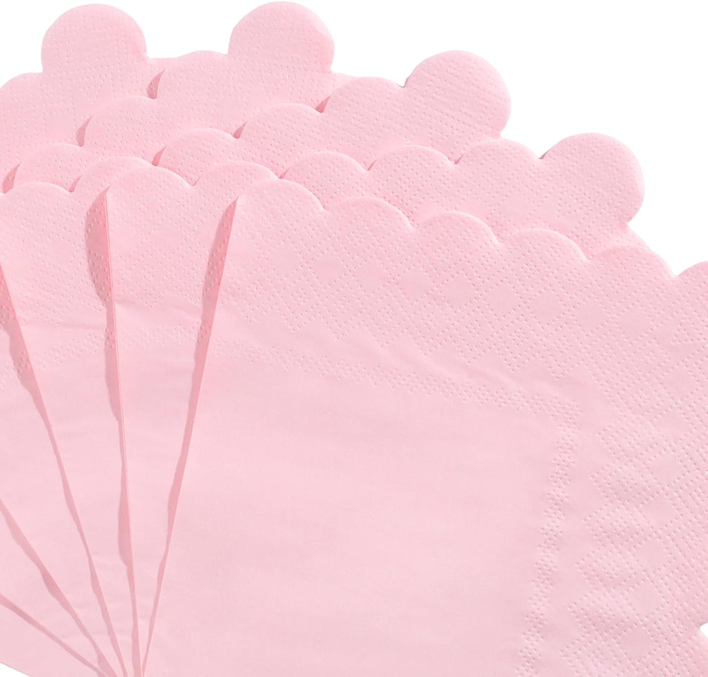 NatNarr 120 Pcs Cocktail Napkins Pink Mothers Day Paper Napkins Light Pink Dessert Beverage Napkin Cute Scalloped Party Napkin for Baby Bridal Shower, Birthday, 5 x 5 Inch