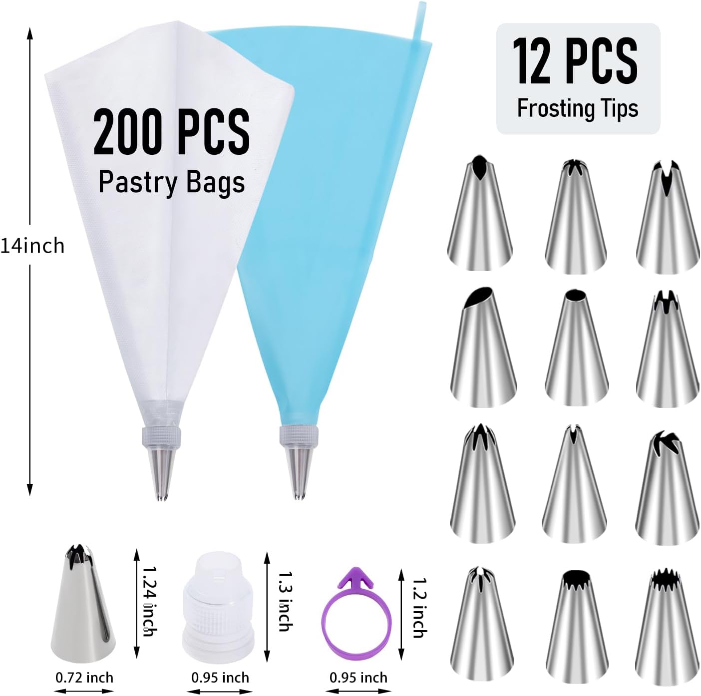 16 Inch Piping Bags Disposable, 100Pcs Large Pastry Bags, Frosting Bags, Cake Decorating Bags, Decorating Bags Large Piping Bags, Decorating Bags