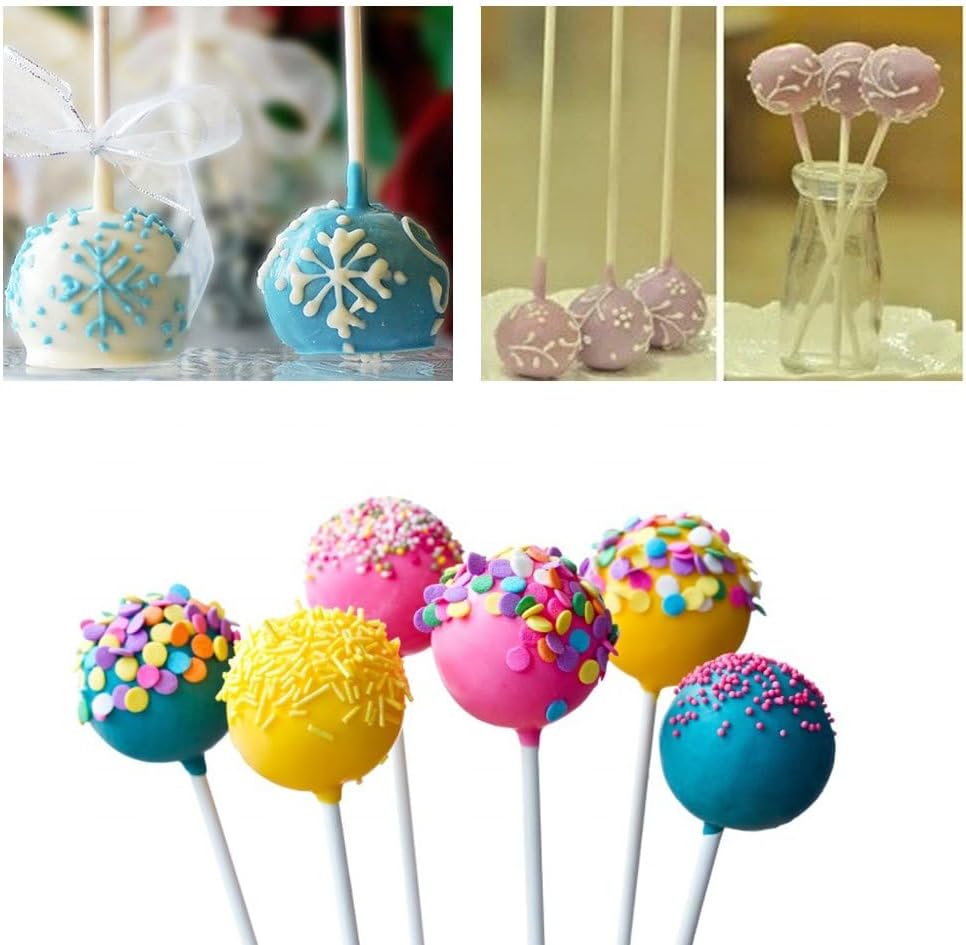 COOLAKE Lollipop Sticks 100 Pack 6 Inch Paper Candy Making Sucker Sticks for Cake Topper, DIY Homemade Fruit Candy, Chocolate