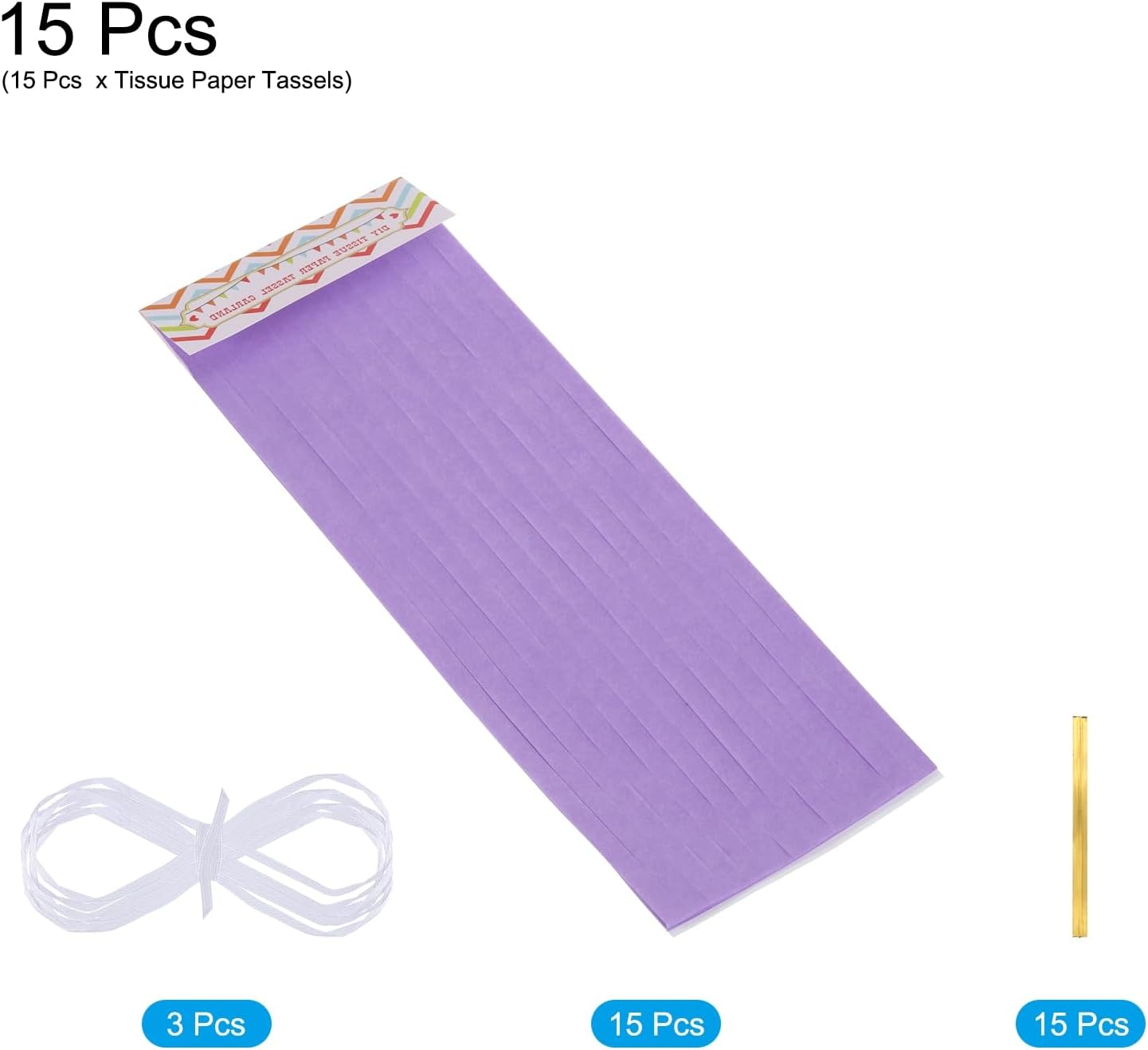 MECCANIXITY 15Pcs Light Blue Tassel Garland Banner with Rope Tissue Paper Tassels Party DIY Kits for Anniversary Wedding Birthday Party