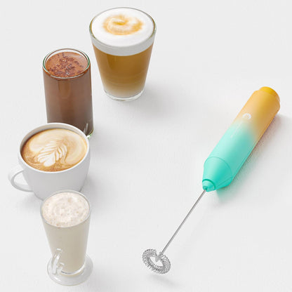 Powerful Milk Frother Wand - Mini Handheld Milk Frother with Stainless Steel Whisk - Battery-Powered Drink Mixer for Coffee, Lattes, Cappuccinos, Matcha - Coffee Enthusiasts Gift - Black