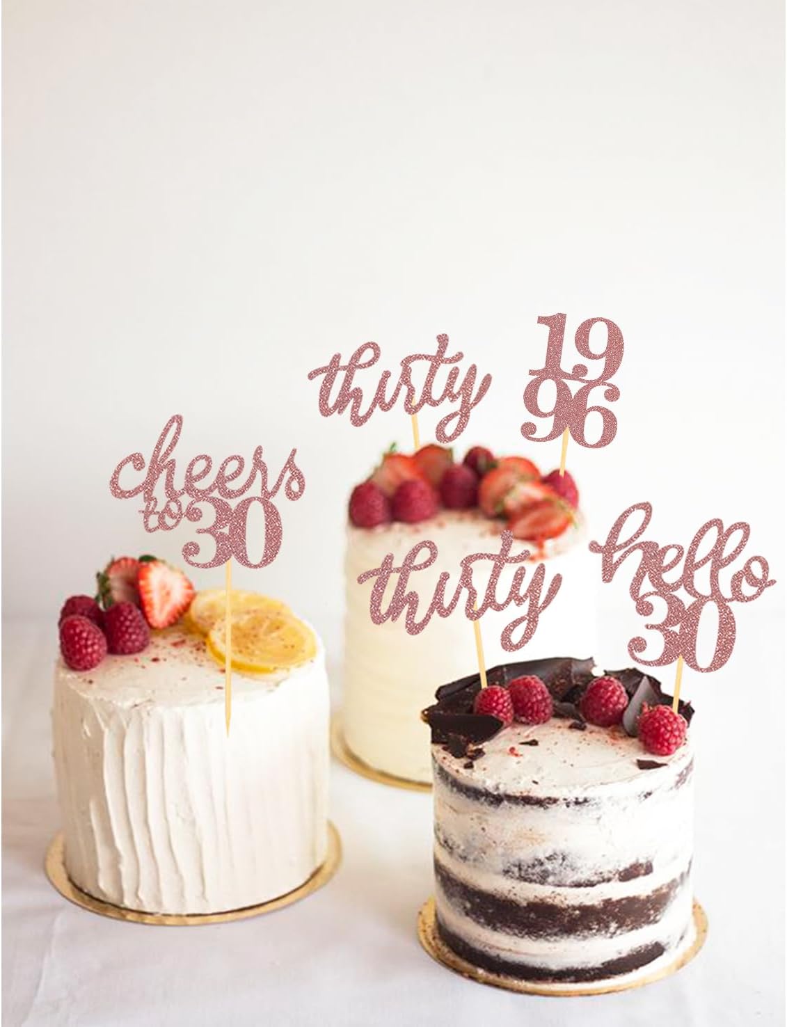 24 PCS Glitter 30th Birthday Cupcake Toppers for Celebrating Thirty Years Old Birthday Party Decorations for 30th Anniversary Party Supplies (Gold)