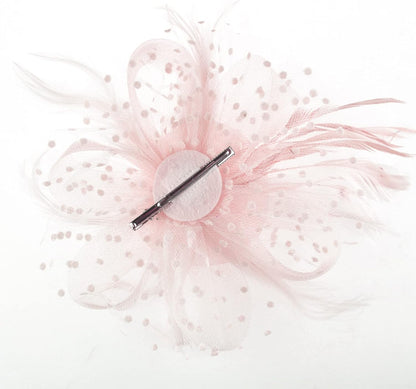DRESHOW Fascinators Hat Flower Mesh Ribbons Feathers on a Headband and a Clip Tea Party Headwear for Girls and Women - Colors B