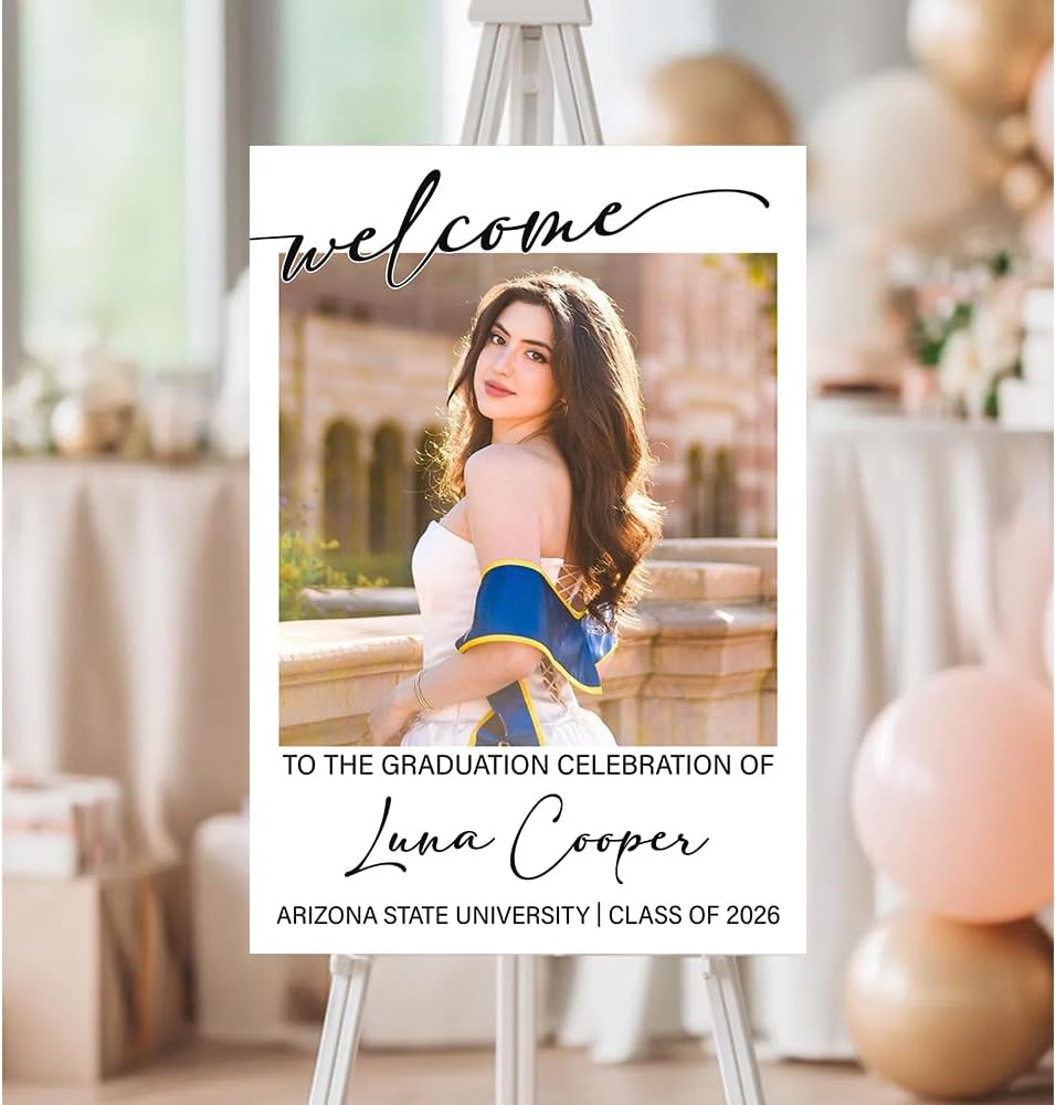 Graduation Party Welcome Sign, Custom Photo Grad Party Sign, Personalized High School & College University Grad Decoration #4