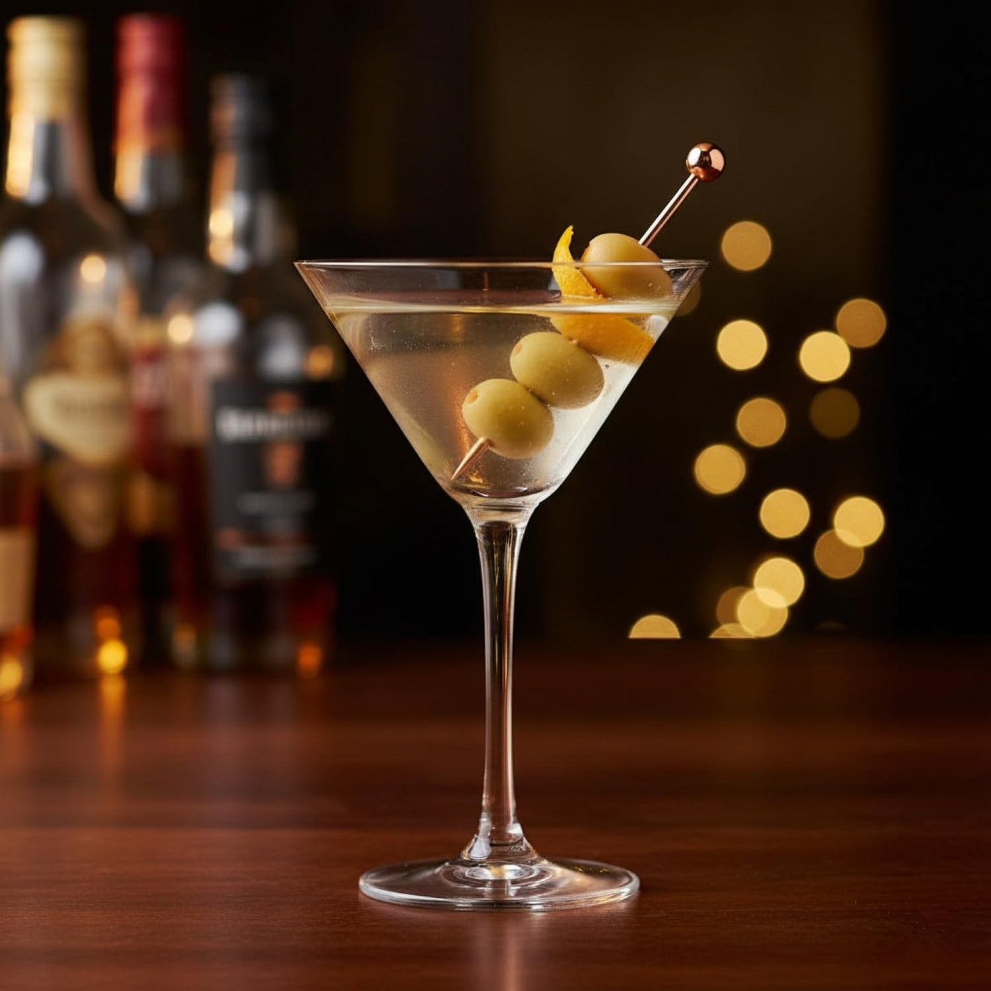 I-MART 15 Pack Stainless Steel Cocktail Picks Martini Olive Skewers, Reusable Metal Garnish Sticks for Drinks, Appetizers, Bloody Mary, Olives, Citrus, Fruit Decor (Gold, 4.25 Inch)