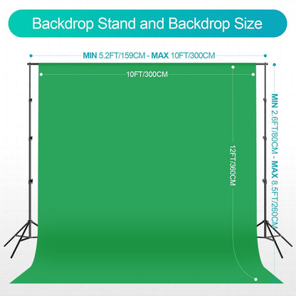 EMART 8.5 x 10 ft Backdrop Support System, Professional Photography Lighting Kit with 5500K 50W LED, 6 * 9ft Backdrop *3, Reflector,Umbrellas&Softbox Lighting Kit for Studio, Portrait, Video Shooting
