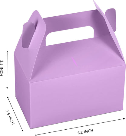 XAGLVV 24 Pack White Paper Gable Boxes,6.2 Inch Candy Boxes with Handle, Snack Party Favor& Gift Cookie bags for kids Birthday,Wedding, Baby Shower, Graduation.