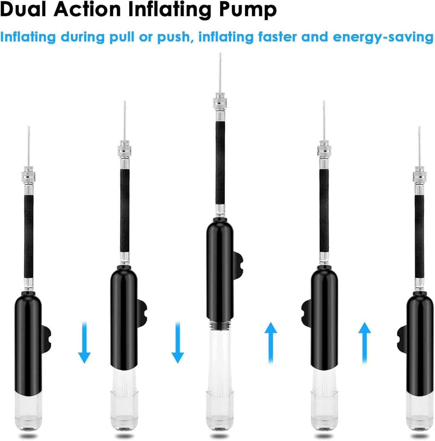 BROTOU Ball Pump, Dual Action Inflate Air Pump with 3 Needles and 2 Nozzles for Soccer Ball, Basketball, Volleyball, Balloons, Bikes